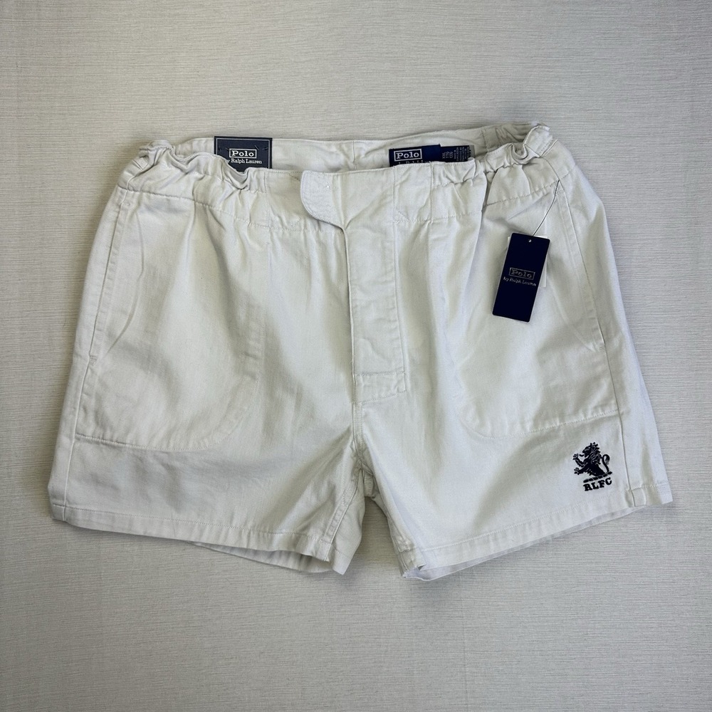 NWT Polo Ralph Lauren 5"  Relaxed Fit Rustic Twill Rugby Shorts White Men 2XL